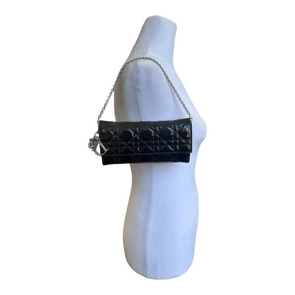 Christian Dior Cannage Paten Leather Wallet on Chain Black - Picture 10 of 14